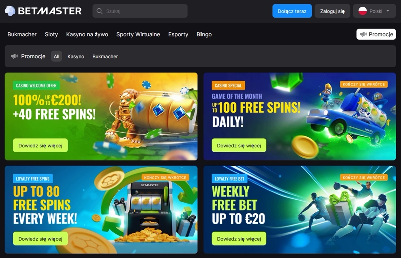Bonusy i kody promocyjne w kasynie online Betmaster